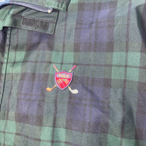 Vintage Polo Golf Ralph Lauren Qtr. Zip Plaid Windbreaker Golf Jacket Navy Green - Picture 4 of 15